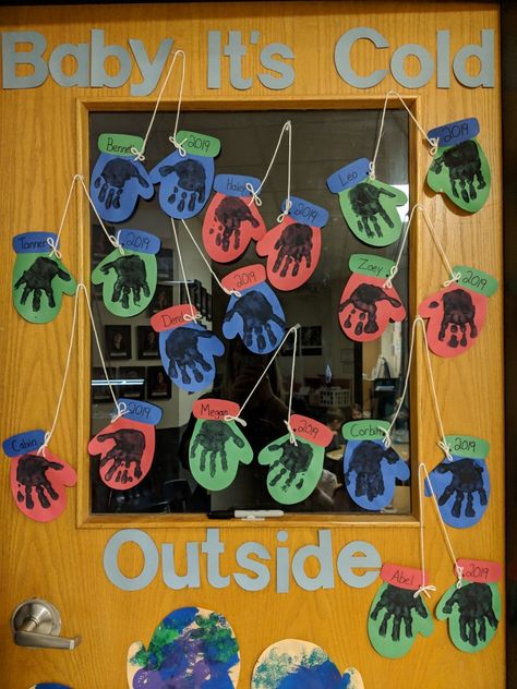 Baby Its Cold Outside Door Decorating, Infant Room Christmas Door, January Door Decorations Classroom New Years, Classroom Door Winter, Daycare Baby Room Ideas, Winter Door Decorations Classroom, January Lesson Plans, December Decor, Classroom Ceiling