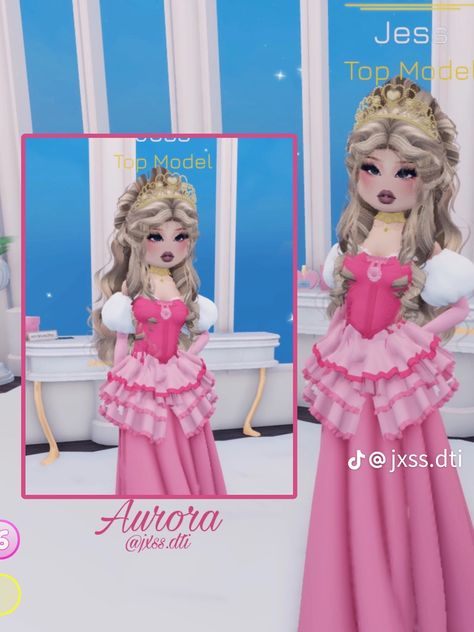 Disney Inspired Dresses, Princess Aurora Dress, Vip Dress, Indie Dresses, Aurora Dress, Aesthetic Roblox Royale High Outfits, Dti Outfits, Disney Princess Dresses, Theme Dress