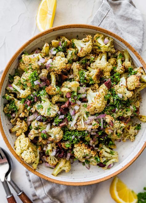 Cauliflower Pepper Salad, Cauliflower Olive Salad, Roast Cauliflower Salad, Roasted Cauliflower Salad Recipe, Vegan Cauliflower Salad, Califlower Recipes Salads, Cauliflower Pasta Salad, Cauliflower Salad Recipes, Salad With Cauliflower