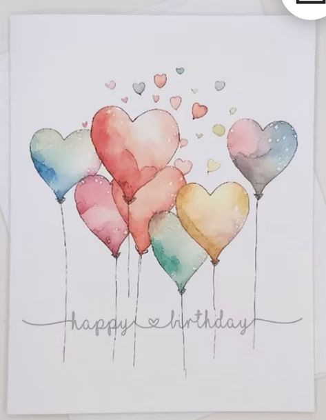 Diy Painted Birthday Cards, Happy Birthday Wishes Watercolor, Watercolor Bday Cards For Men, Easy Watercolor Greeting Cards, Watercolor Birthday Cards Diy, Birthday Watercolor Painting, Watercolor Happy Birthday, Watercolor Greeting Cards Diy, Handmade Watercolor Cards