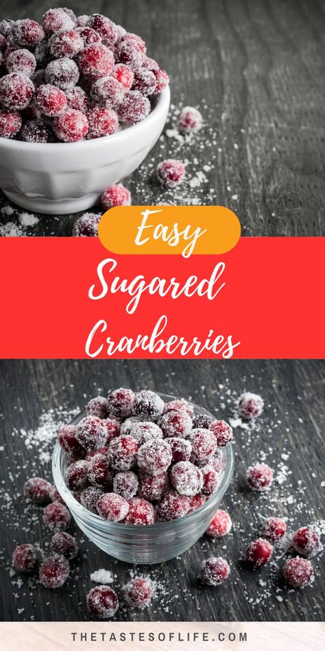 Homemade Easy Sugared Cranberries Cranberry Recipes Easy, Candied Cranberries, Sugared Cranberries, Cranberry Recipes, Christmas Brunch, Christmas Dishes, Thanksgiving And Christmas, Christmas Cocktails, Christmas Snacks