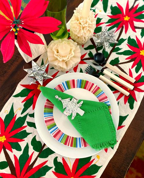 Time to get those tables ready for all of your holiday events! #tablescapes #otomi #handmade #homegoods Mexican Christmas Table Decor, Christmas Table Decor, Mexican Christmas, Christmas Dinner Table, Holiday Events, Christmas Tablescapes, Christmas Tea, Table Ideas, Christmas Table Decorations