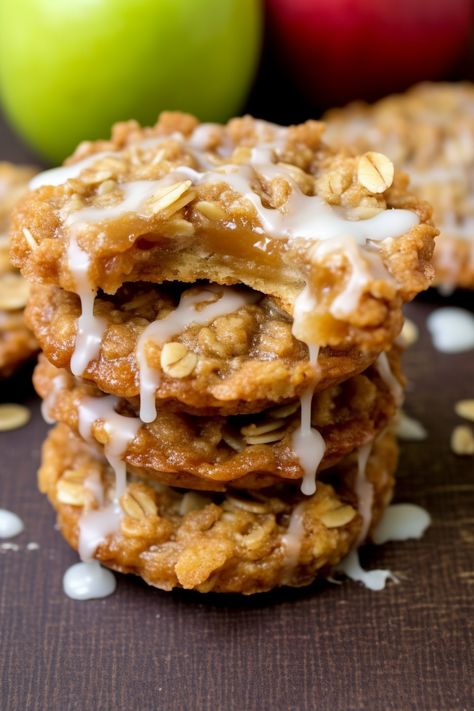 Apple Crisp Cookies - That Oven Feelin Mini Apple Crisp Pies, Deep Dish Apple Crisp Recipe, Apple Pumpkin Cookies, Apple Crisp Cookies Recipe, Apple Cinnamon Biscuits, Crisp Cookies Recipes, Fall Apple Cookies, Apple Crisp Bites Recipe, Apple Pie Cookies Easy