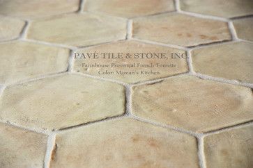 Farmhouse Provencal French Terra Cotta Tile Flooring - The Yellows ... Farmhouse Kitchen Floor, Farmhouse Kitchen Flooring, Country Bathrooms, Terra Cotta Tile, Cement Floor Tiles, French Country Bathroom, French Oak Flooring, French Limestone, Tile Wood