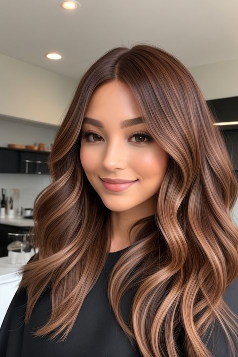 hair color ideas Flippy Hairstyles, Cinnamon Hair, Rambut Brunette, Hair Color Caramel, Braided Bun Hairstyles, Dark Hair With Highlights, Hair Color Auburn, Low Lights Hair, Winter Hair Color