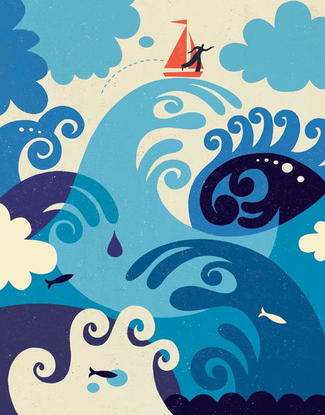 TracyWalkerArt | Illustration & Design Ocean Illustration, Sea Illustration, Wave Illustration, Land Of Nod, Water Art, Illustration Graphic Design, Art And Illustration, Mural Art, Art Plastique