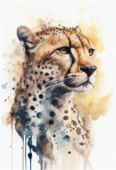 Animal Art Work, Cheetah Painting, Wildlife Watercolor, Animal Paintings Acrylic, Canvas Art Painting Acrylic, Life Artwork, Animal Watercolor, Wildlife Artwork, Art Journal Cover