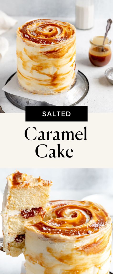 Caramel + Cake = heaven. This caramel cake is decadent, moist, buttery and delicious! #cake #caramelcake #recipe #easy Caramel Cake Recipe, Salted Caramel Cake, Caramel Desserts, Caramel Cake, Decadent Cakes, Caramel Recipes, Dinner Easy, Dinner Healthy, Delicious Cake