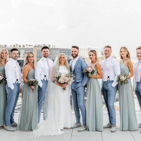 Light Blue Suits, Sage Green Bridesmaid Dresses, Blue Groomsmen Suits, Sage Green Bridesmaid, Blue Green Wedding, Gray Suits, Wedding Groomsmen Attire, Sage Dresses, Light Blue Suit