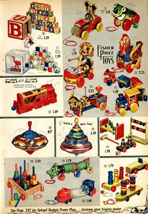 1950 toys and games | Browse 1950s Toys by selecting a toy below 1950s Toys, Fisher Price Toys, Christmas Catalogs, Vintage Fisher Price, Toy Shop, Photo Vintage, Children's Toys, Christmas Past, Christmas Memory