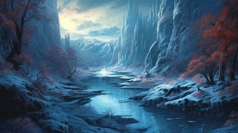 Fantasy Tundra Landscape, Tundra Fantasy Art, Fantasy Tundra, Snowy Tundra, Dnd Places, Dnd Locations, Icewind Dale, Fantasy City Map, Fantasy Map Making