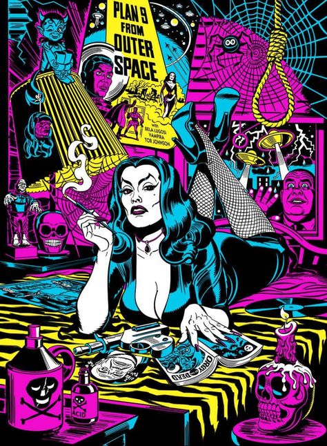 Vampira in a Pulp Fiction style poster Art Pulp Fiction, Arte Pulp, Art Vampire, Horror Artwork, Psy Art, Horror Posters, Retro Horror, Horror Movie Art, Pulp Art