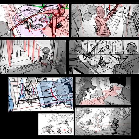 Drawing Action Scenes, Storyboard Composition, Storyboard Drawing, Storyboard Ideas, Storyboard Illustration, Animation Storyboard, Perspective Drawing Lessons, Comic Tutorial, Seni Dan Kraf