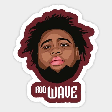 This is a cartoon of the big head of Rod Wave displayed on various types of print media such as t-shirts, stickers, mugs, etc. Rod Wave Cartoon, Big Head Cartoon, Waves Cartoon, Head Cartoon, Rod Wave, Big Head, Embroidery Ideas, A Cartoon, Anime Dragon Ball