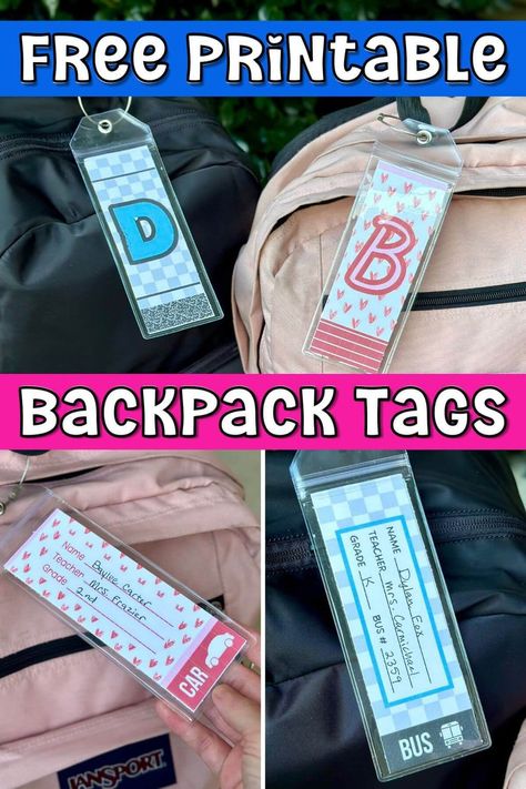 Backpack Tags Diy, Backpack Name Tags, Make Your Own Backpack, Kids Backpack Tags, Car Rider, After School Care, Diy Backpack, Tags Diy, Budget Organization