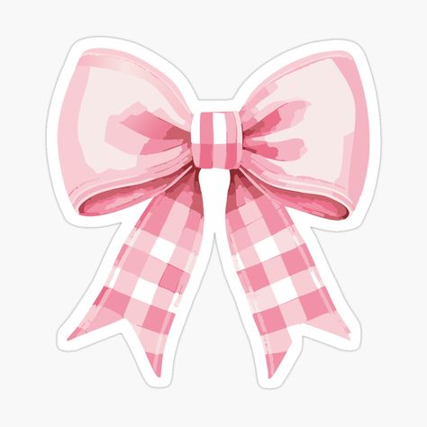 Get my art printed on awesome products. Support me at Redbubble #RBandME: https://www.redbubble.com/i/sticker/Pink-gingham-bow-by-brookenm/163833525.EJUG5?asc=u Bow Stickers Free Printable, Redbubble Stickers Aesthetic, Bows Stickers, Wallpaper Frame, 2025 Sticker, Bow Sticker, Bujo Stickers, Bts Anime