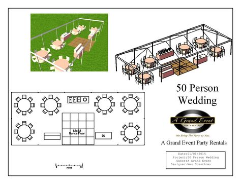 50 Person Backyard Wedding, Wedding Reception Layout 50 Guests, 50 Person Wedding Receptions, 50 Guest Wedding Seating Layout, Outdoor Wedding Setup Layout, Decorate Wedding Tent, 50 Person Wedding Seating, 60 Person Wedding, 50 People Wedding