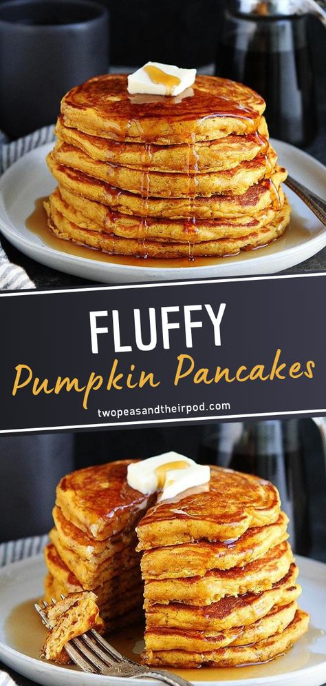 Pumpkin Pancakes Recipe, Fluffy Pumpkin Pancakes, Pumpkin Pancakes Easy, Pumpkin Breakfast Recipes, Yum Breakfast, Pumpkin Pancake Recipe, Pumpkin Breakfast, Pumpkin Recipes Dessert, Pumpkin Pancakes