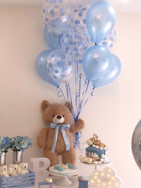 Teddy Bear Baby Shower Decorations, Décoration Baby Shower, Bear Baby Shower Theme, Idee Babyshower, Baby Shower Deco, Baby Shower Decoration, Baby Shower Brunch, Baby Shower Decorations For Boys, Boy Baby Shower Themes