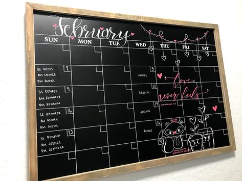 February Chalkboard Ideas Calendar, February Chalkboard Calendar, Cute Whiteboard Calendar Ideas, Calendar Themes, Whiteboard Calendar, Chalkboard Calendar, Calendar Board, Art Calendar, Chalkboard Art