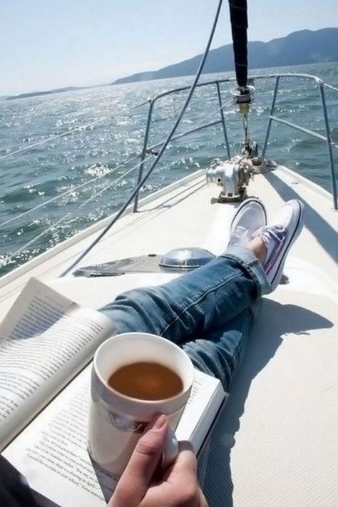 Rise and Shine (24 Photos) - Suburban Men Coffee And Reading, On A Boat, Reading, Coffee