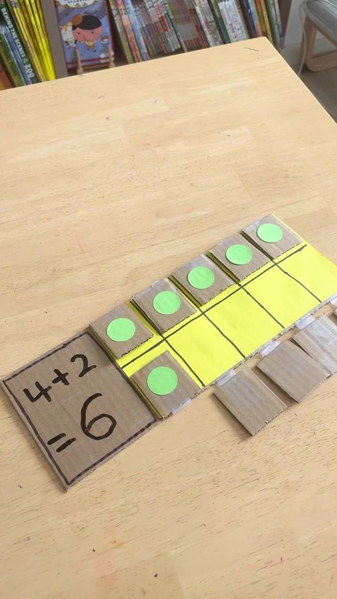 10 Frame Flip Board for Preschoolers | 3-in-1 learning toy to teach children counting, addition and subtraction! Friends, you have to make this 10 Frame Flip Board. This DIY learning toy is so... | By Happy Tot Shelf - Raising Kids who Love to Learn Happy Tot Shelf, Diy Learning Toys, Math Enrichment, Ten Frame, Educational Games For Kids, 10 Frame, School Project, Wig Making, Math Ideas