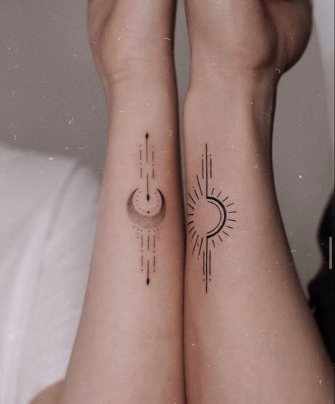 Matching Tattoos For Married Couples, Small Matching Tattoos, Minimalist Tattoos, Married Couples, Matching Tattoos, Sun And Moon, Moon Tattoo, Tattoo Ideas, Tattoo Designs