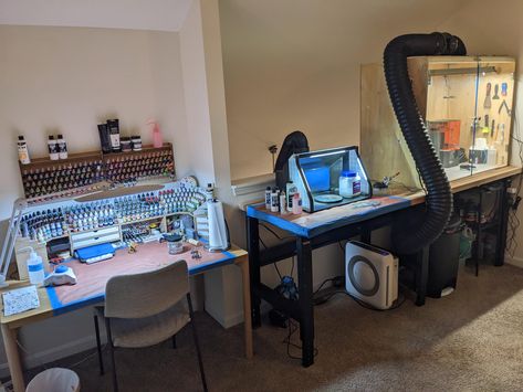 3d Printing Room Setup, 3d Printing Station, Laboratory Design Interior, Painting Workspace, 3d Printing Workshop, Electronics Workspace, Craft Area Organization, Hobby Room Design, Gear Room