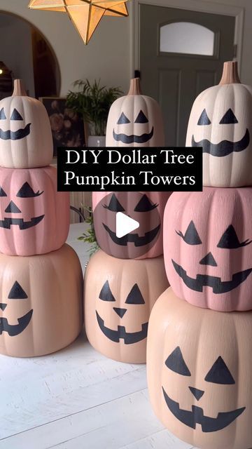 Tree Halloween Decorations, Gold Shower Fixtures, Pumpkin Candy Holder, Dollar Tree Halloween Decor, Primer Paint, Dollar Tree Pumpkins, Coat Check, Dollar Tree Halloween, Plastic Pumpkins