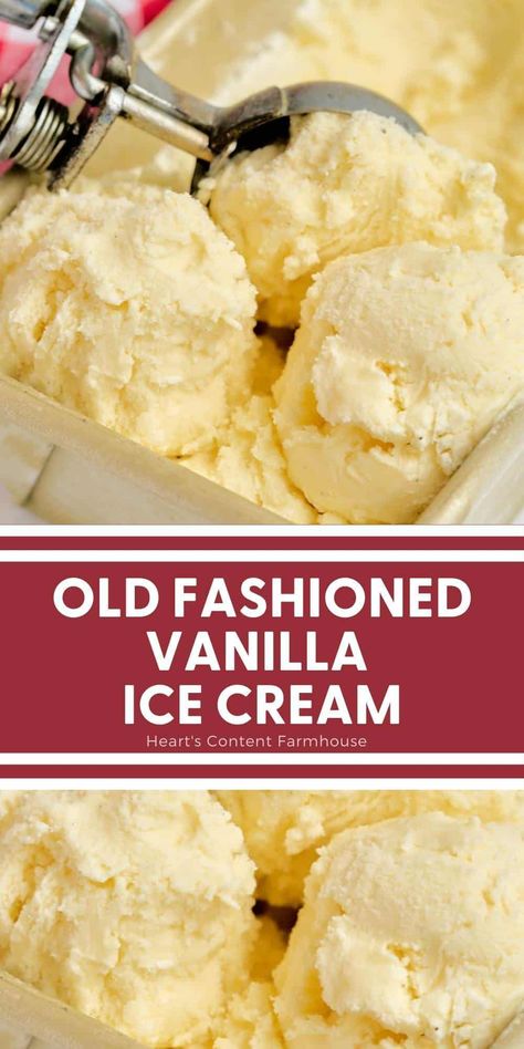 Old Fashioned Vanilla Ice Cream Recipe Old Fashion Vanilla Ice Cream Recipe, Old Fashioned Vanilla Ice Cream, Old Fashioned Homemade Ice Cream, Kitchen Aid Ice Cream Recipes, Homemade Vanilla Ice Cream Recipe, Homemade Ice Cream Recipes Machine, Kitchen Aid Ice Cream, Best Vanilla Ice Cream, Ice Cream Recipes Machine