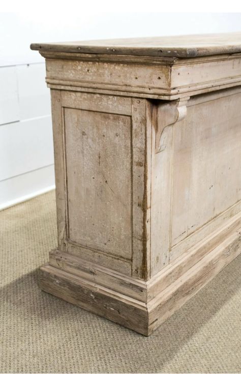 Vintage Counter Design, Antique Reception Desk, Antique Counter, General Store Counter Island, Bar Front Ideas, Old General Store Counter, Antique Store Counter Kitchen Island, Antique Store Counters For Sale, Marble Top Sideboard