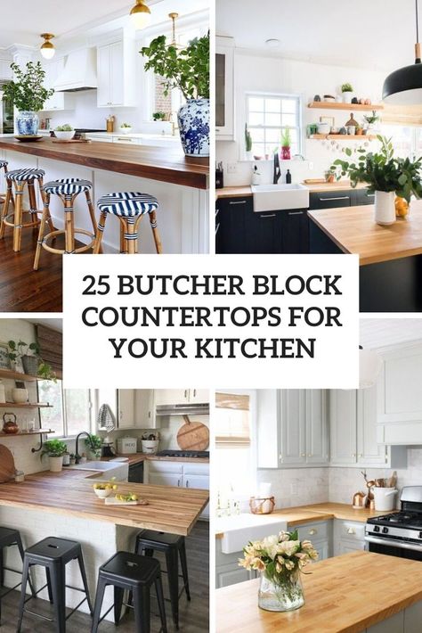 butcher block countertops for your kitchen cover Backsplash For Butcher Block Counters, Menards Butcher Block Countertops, Butcher Block And White Cabinets, Mixed Butcher Block Countertops, Backsplash Ideas With Butcher Block Counters, Butchers Block Kitchen Countertops, Butcher Block Countertops White Kitchen, Butcher Block Countertop White Cabinets, Kitchen Cabinet Color Ideas With Butcher Block Counter Tops