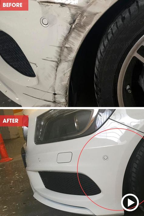 Color N Drive Mercedes A180 - Calcite White / Fix Paint Scratch Repair. Car paint scratch repair tips straight from the professional. How To Fix a Car Paint Scratch Scratches, chips and other imperfections are just about unavoidable, but a careful repair job can be almost totally invisible. Here's how to fix a paint scratch on your car, step by step. www.colorndrive.com #colorndrive How To Remove Scratches From Car, How To Fix Scratches On Car, Car Body Repairs, How To Fix Paint Chips On Car, Mechanic Fixing Car, Car Paint Repair, Paint Repair, White Truck, Auto Body Repair