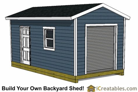 10 X 20 Shed Plans, 10 By 20 Shed, 10x20 Shed Plans, Shed With Garage Door, 10x20 Shed, Yard Office, Hammer Tattoo, Door Plans, Small Shed Plans