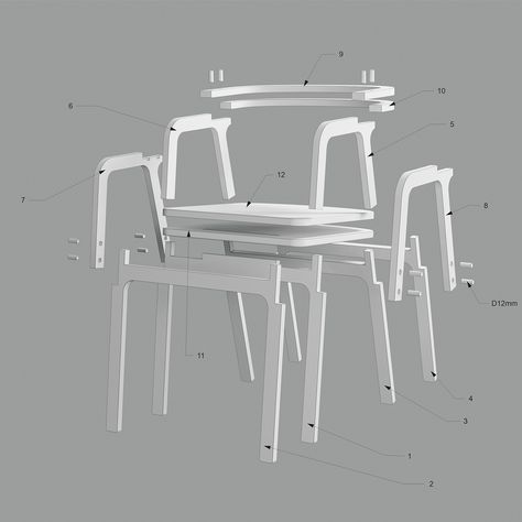 CNC Plywood Chair :: Behance Cnc Chair, Vector Furniture, Cnc Furniture, Plywood Chair, Cnc Files, Stacking Chairs, Autocad, Plywood, Furniture Diy