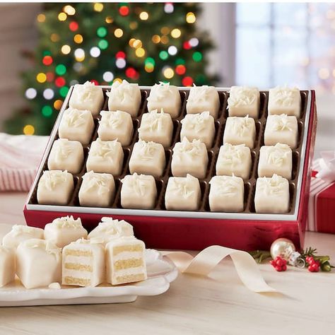 Royal Vanilla Petits Fours | Swiss Colony Holiday Petit Fours, Fall Petit Fours, Swiss Colony, Holiday Food Gifts, Petite Cakes, Chocolate Delivery, Cakes Chocolate, Strawberry Dessert Recipes, Bridal Shower Planning