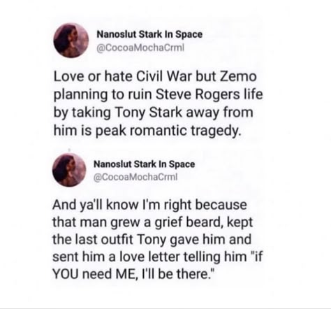 Stony Headcanon, Steve X Tony, Avengers Headcanon, Marvel Heroes Names, Marvel Ideas, Tony Iron Man, Marvel Pins, Stony Avengers, Marvel Headcanon