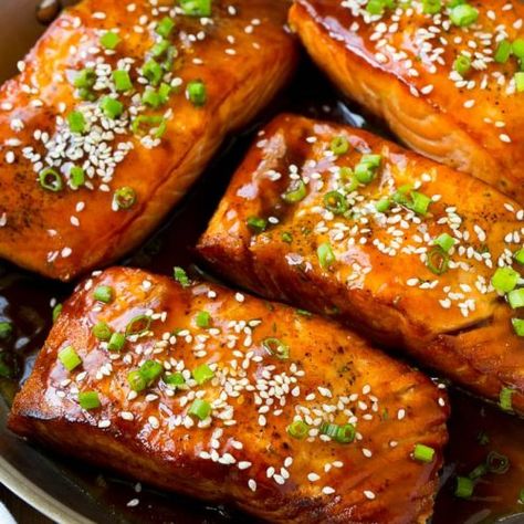 Salmon Teriyaki - Dinner at the Zoo Orange Salmon Recipes, Teriyaki Glazed Salmon, Recipe For Salmon, Salmon Teriyaki, Baked Teriyaki Salmon, Salmon Teriyaki Recipe, Teriyaki Sauce Recipe, Teriyaki Recipe, Easy Fish Recipes