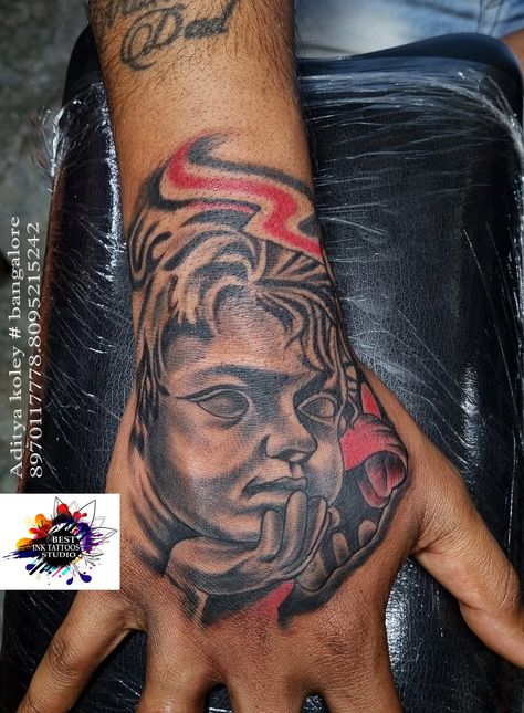 Best hand tattoo,hand tattoo, face tattoo Chunky Hand Tattoo, Angle Hand Tattoo, Gangsta Hand Tattoos, Hard Hand Tattoos Men, Hand Tattoos For Boys, Hand Tattoos Black Man, Most Hated Tattoo, Angel Tattoo Hand, Skull Face Hand Tattoo