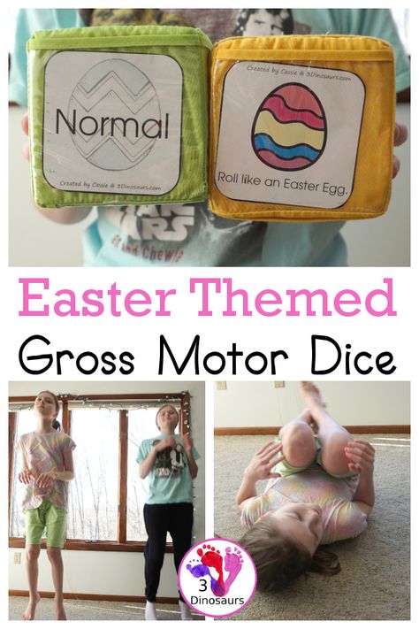 Free Easter Gross Motor Dice - with 6 fun movements for kids to get moving during Easter time with bunny eggs and more - 3Dinosaurs.com #freeprintable #grossmotordice #grossmotor #3dinosaurs #easterprintable #easterforkids Gross Motor Activity, Ocean Activities, Gross Motor Activities, Spring Preschool, Movement Activities, Kids Yoga, Free Homeschool, Music And Movement, Lesson Planning