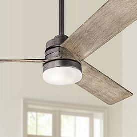 52" Kichler Spyn Anvil Iron LED Ceiling Fan Industrial Farmhouse Ceiling Fan, Modern Farmhouse Ceiling Fan With Light, Ceiling Fan Ideas, Lakehouse Lighting, Ceiling Fans With Light, Fan Ideas, Living Room Ceiling Fan, Ceiling Fan Bedroom, Brushed Nickel Ceiling Fan