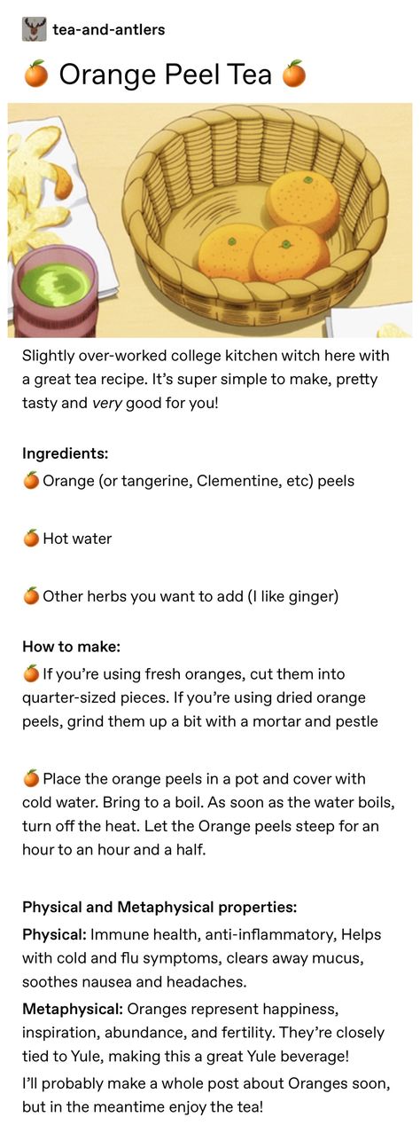 Orange Peel Uses Witchcraft, Orange Peel Tea Recipes, Orange Peels Witchcraft, Orange Peel Witchcraft, Tea With A Witch, Witchcraft Recipes, Orange Peel Tea, Witchy Recipes, Tea Witch