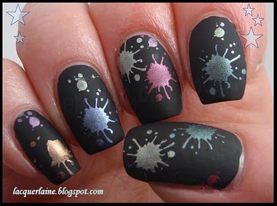 Splatter Nails, Fingernail Art, Pretty Nail Designs, Black Nail Designs, Get Nails, Hot Nails, Cute Nail Designs, Fancy Nails, Nail Stamping