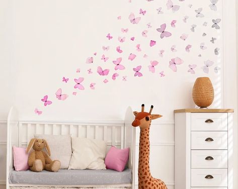 LittleTallTalesStore | Etsy Butterfly Decals For Walls, Butterfly Stickers On Wall, Butterfly Toddler Room, Butterflies On Wall, Butterfly Wall Mural, Animal Wall Stickers, Ombre Butterfly, Sign For Door, Butterfly Room