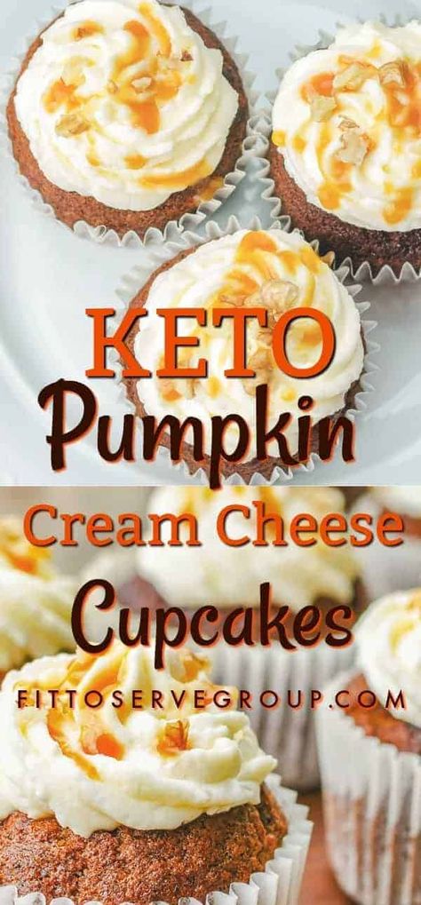 Keto Pumpkin Cream Cheese, High Carbs, Cream Cheese Pumpkin, Cream Cheese Cupcakes, Keto Cupcakes, Pumpkin Cream Cheese, Keto Cream, Postre Keto, Keto Pumpkin