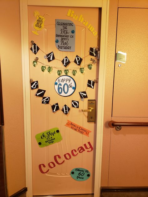 Door Birthday Decorations, Carnival Cruise Door Decorations, Cruise Door Decorations Ideas, Birthday Decorations Ideas, Door Decorations Ideas, Cruise Door Decorations, Birthday Cruise, Cruise Door, Birthday Cheers