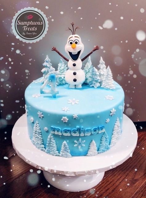 Olaf Cake Ideas, Olaf Cake Birthday, Cake Winter Birthday, Frozen Cake Ideas Birthdays, Snowman Birthday Cake, Frozen Fondant Cake, Frozen Cake Ideas, Frozen Torte, Frozen Cake Designs