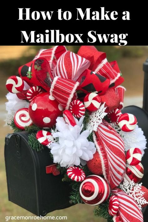 How to Make a Christmas Mailbox Swag | Grace Monroe Home Mailbox Decorations For Christmas, Mailbox Swag Christmas, Christmas Mailbox Swag, Christmas Mailbox Decorations, Mailbox Swag, Christmas Mailbox, Diy Mailbox, Mailbox Decor, Christmas Mail