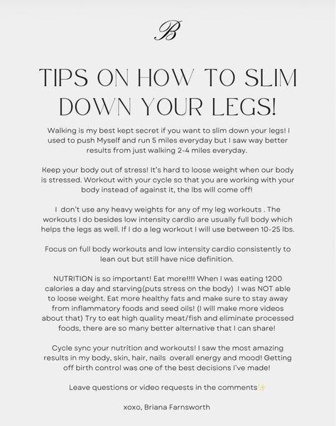 How To Slim Legs Tips, Slim Down Legs, Nothing Tastes As Good As Skinnytaste, Get Slim, Wl Tips, Slim Leg Workout, Get Skinnier, Angel Workout, Teen Workout Plan