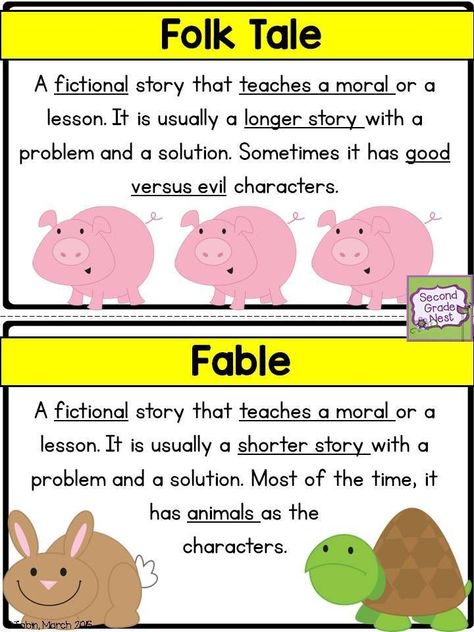 Reading - Welcome to Second Grade!! Teaching Fables, Ela Anchor Charts, Traditional Literature, Reading Unit, Reading Anchor Charts, 2nd Grade Ela, 3rd Grade Reading, Teaching First Grade, Library Lessons